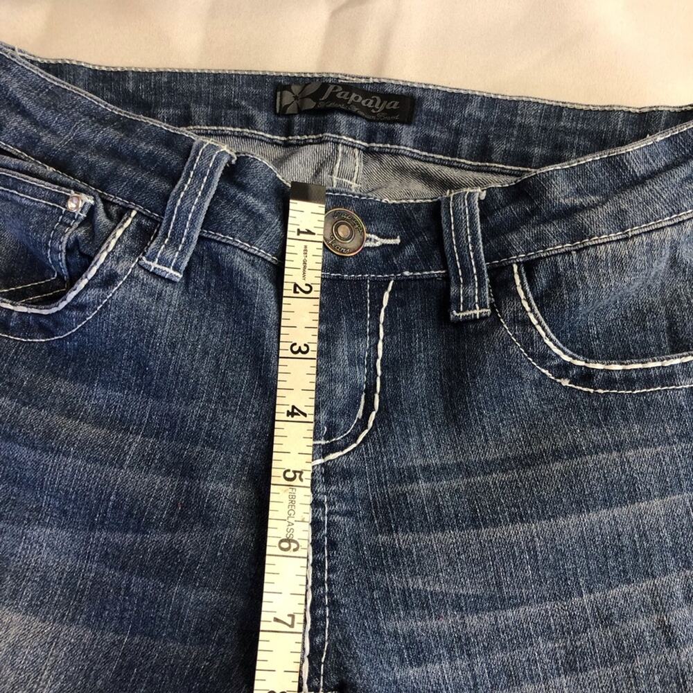 Vintage Y2k Papaya Bling Pocket Denim Jeans Flattering Skinny Silhouette - Picture 12 of 16